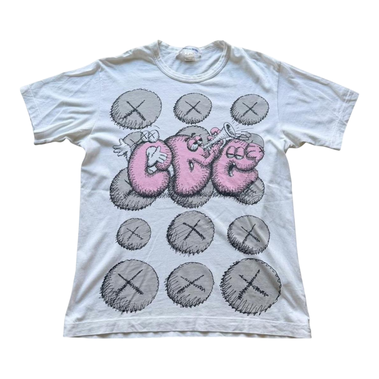 Comme des Garçons x KAWS graphic print T-shirt by The Hennessy Archive, featuring bold black and white artwork on cotton.