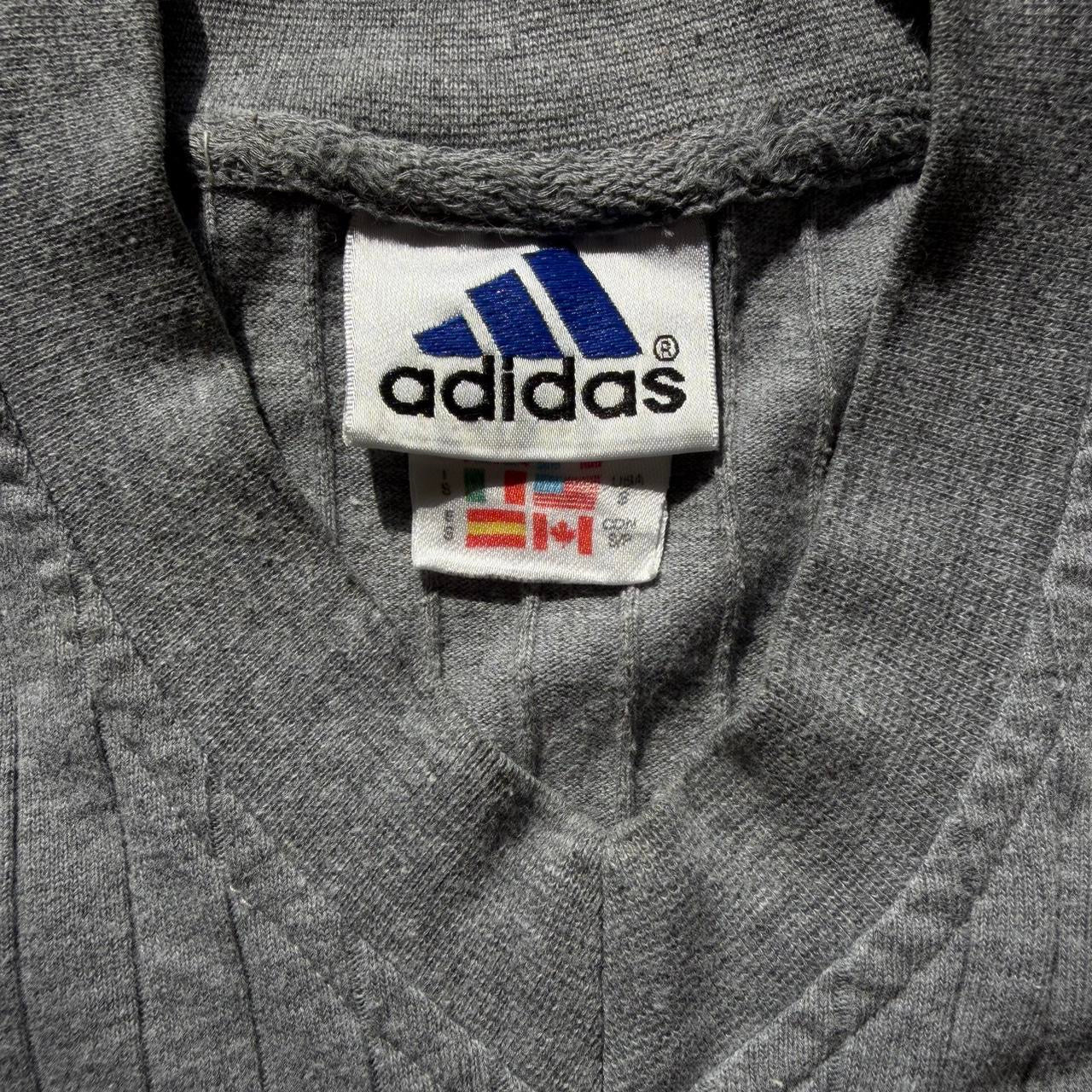 Vintage 1999 Adidas Ribbed V-Neck Centre Logo T-Shirt