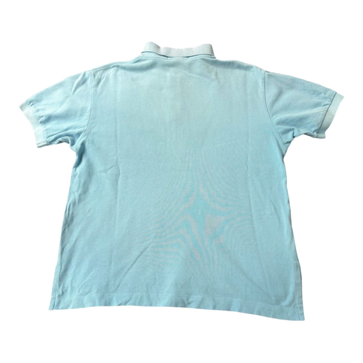 Vintage Polo Ralph Lauren men's light blue button-up polo shirt with a boxy fit, styled casually on a hanger.