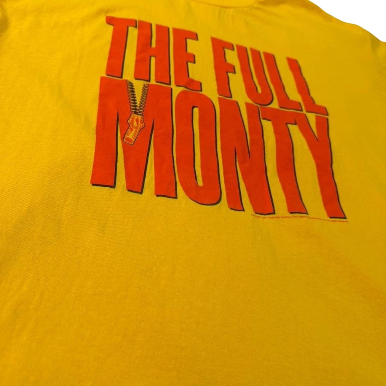 Vintage 90s The Full Monty Movie Promo T-Shirt Yellow Graphic Tee