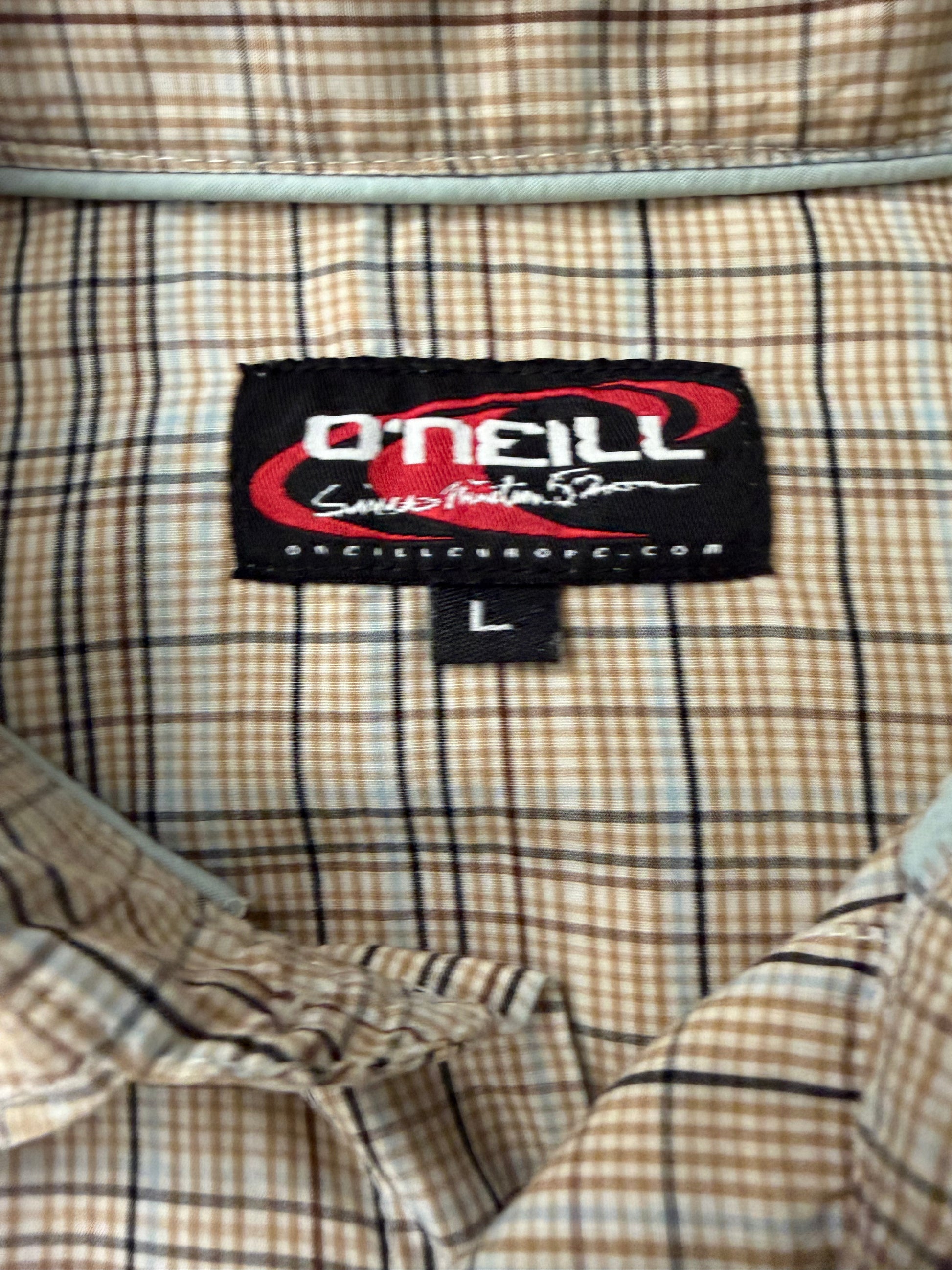 Vintage O'Neill striped polo shirt by The Hennessy Archive featuring a classic button-up design and Y2K surf style.