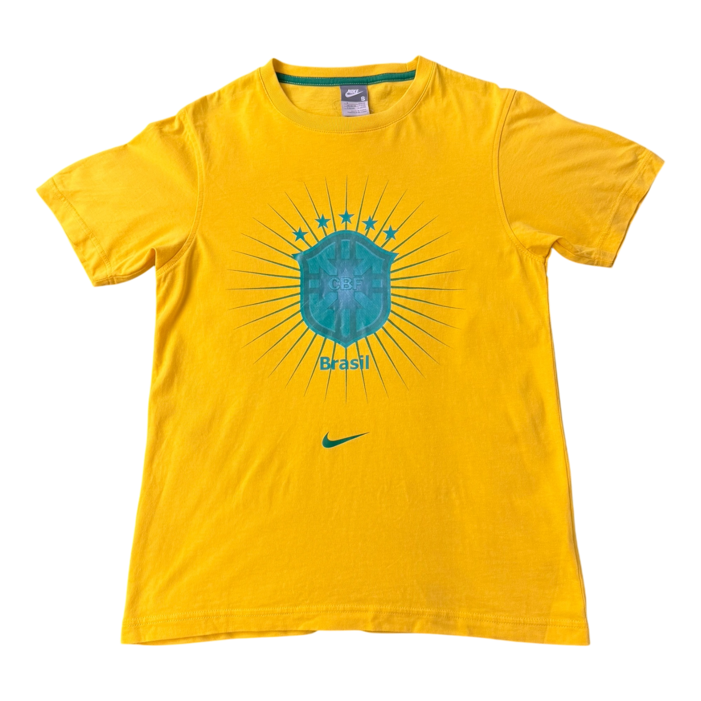 Vintage Nike Total 90 Brasil football T-shirt by The Hennessy Archive, featuring bold team logo and retro Y2K style.