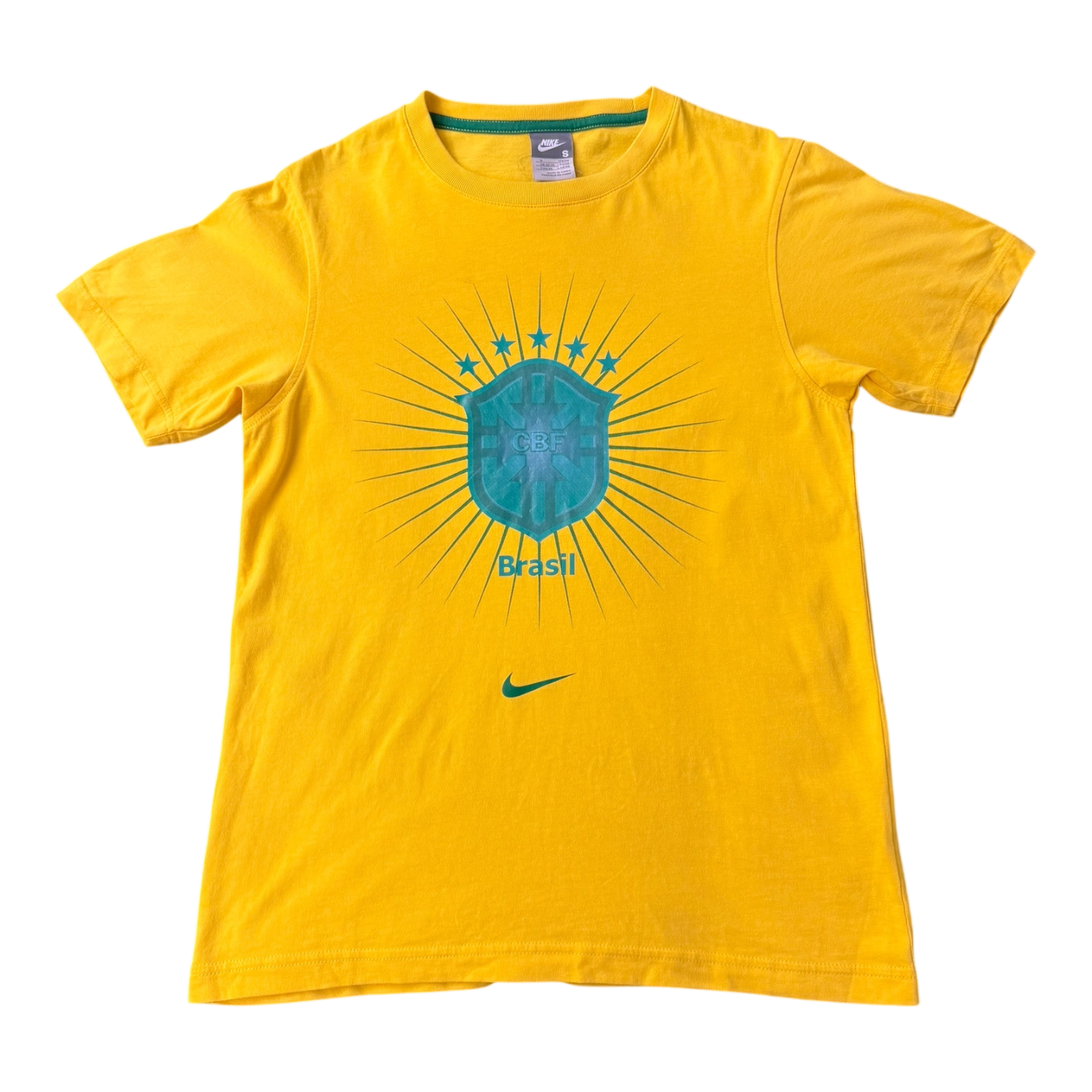 Vintage Nike Total 90 Brasil football T-shirt by The Hennessy Archive, featuring bold team logo and retro Y2K style.