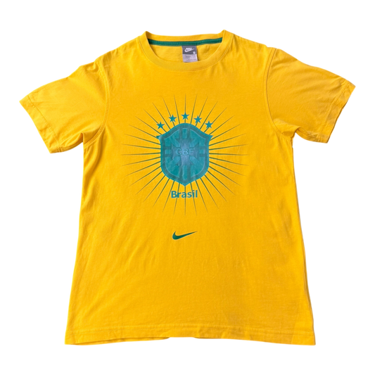 Vintage Nike Total 90 Brasil football T-shirt by The Hennessy Archive, featuring bold team logo and retro Y2K style.